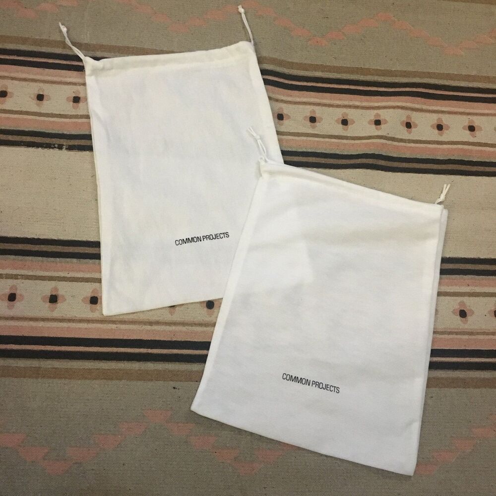Two (2) Common Projects soft white drawstring Dustbag 15” x 11” Garment bags new